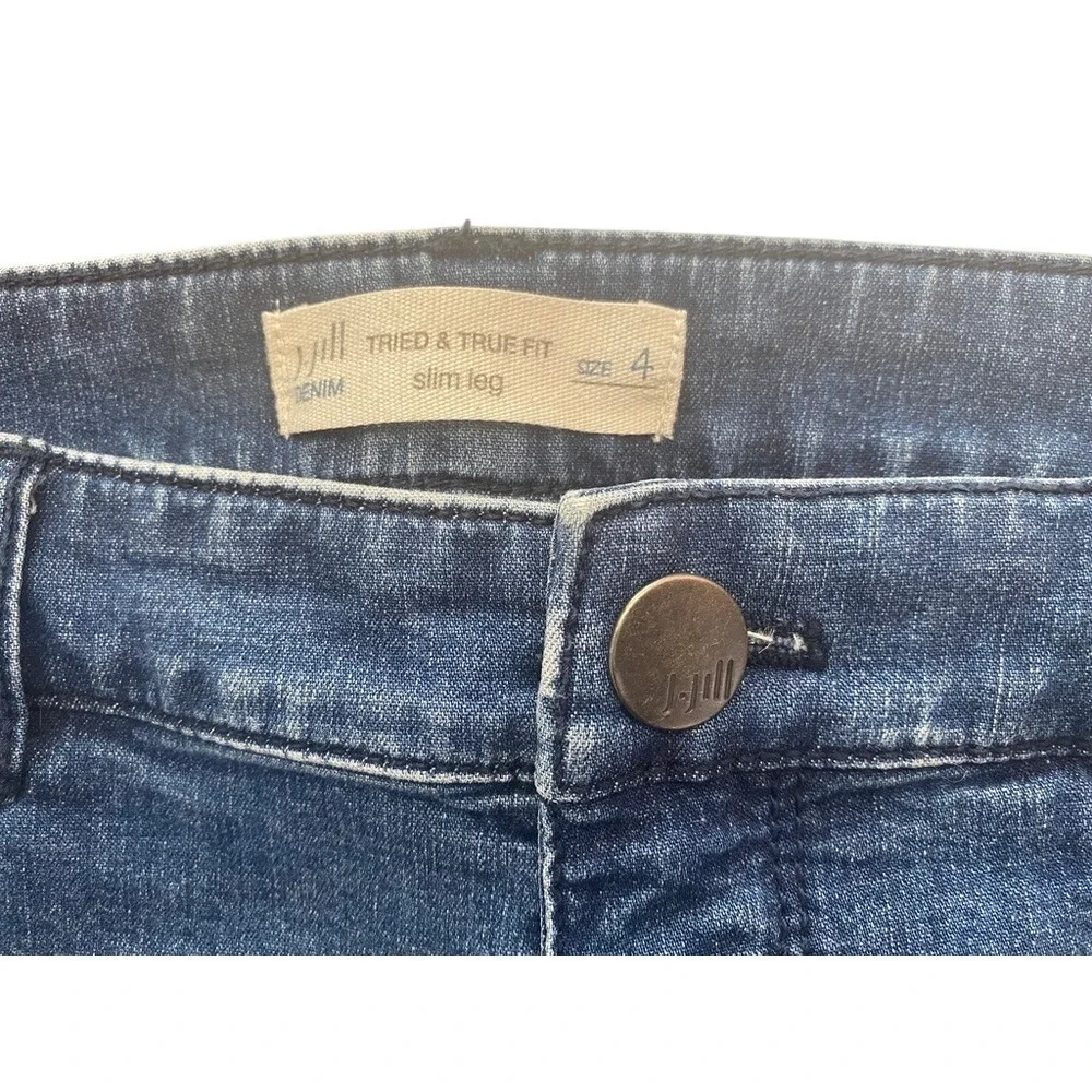 J. Jill Tried & True Fit Slim Leg Jeans Medium Wash Blue Stretch Denim Womens 4